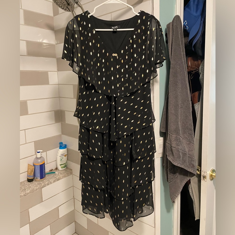 Black tiered party evening cocktail dress